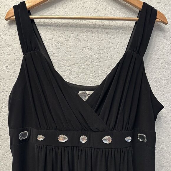 Y2k Empire Black Dress Vintage Party Karin Stevens Stretchable Plus Size 16W - Picture 5 of 11